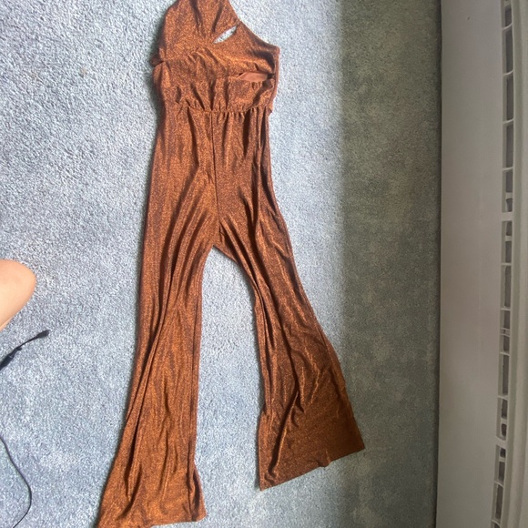Sparkle brown and gold Runaway jumpsuit - Picture 2 of 2